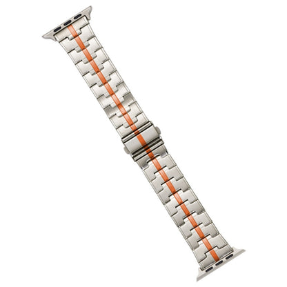 For Apple Watch Ultra 49mm Stainless Steel Watch Band(Starlight Orange) by bashfashion