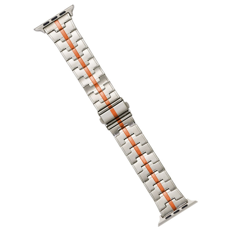 For Apple Watch Series 6 44mm Stainless Steel Watch Band(Starlight Orange) by bashfashion