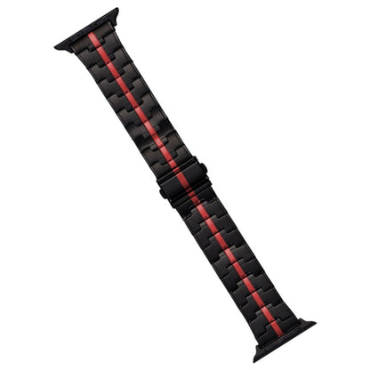 For Apple Watch Series 5 40mm Stainless Steel Watch Band(Black Red) by bashfashion
