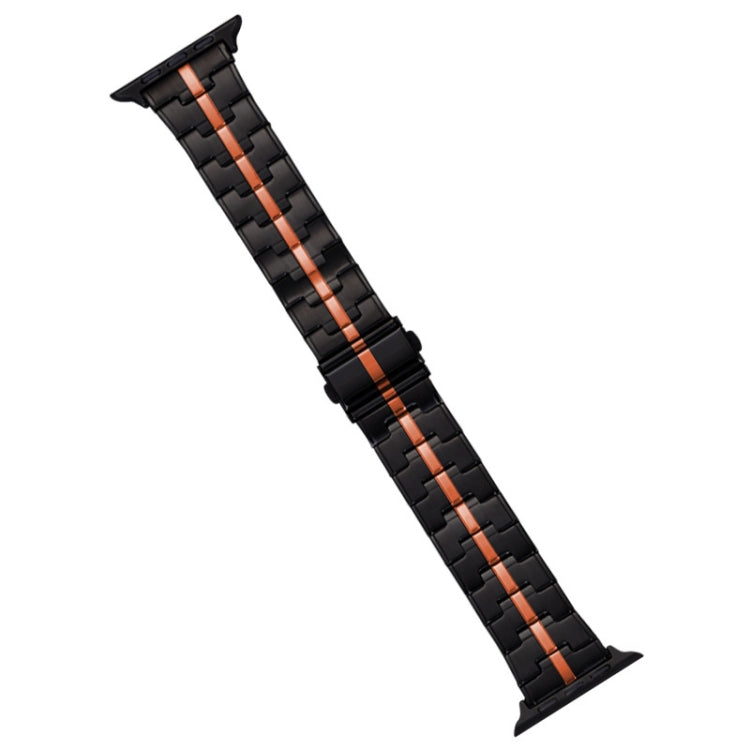 For Apple Watch Series 4 44mm Stainless Steel Watch Band(Black Orange) by bashfashion