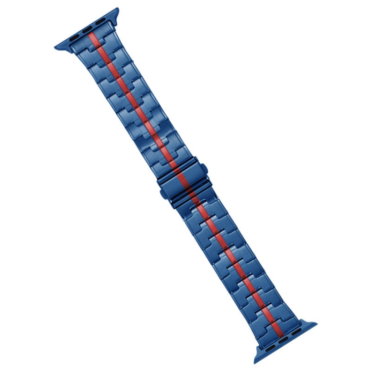 For Apple Watch Series 3 42mm Stainless Steel Watch Band(Blue Red) by bashfashion