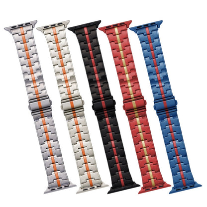 For Apple Watch 38mm Stainless Steel Watch Band(Blue Red) by bashfashion