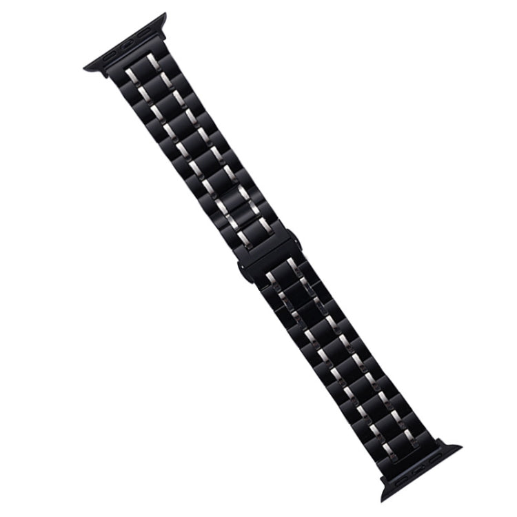 For Apple Watch Ultra 2 49mm Five-Beads Stainless Steel Watch Band(Black Silver) by bashfashion
