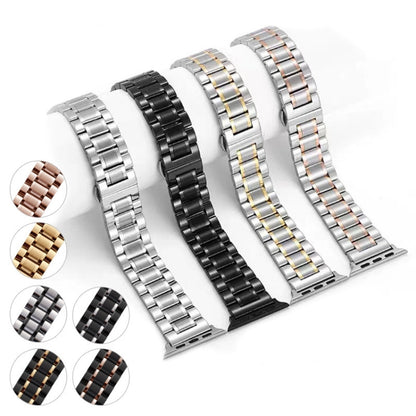 For Apple Watch Ultra 2 49mm Five-Beads Stainless Steel Watch Band(Silver Rose Gold) by bashfashion