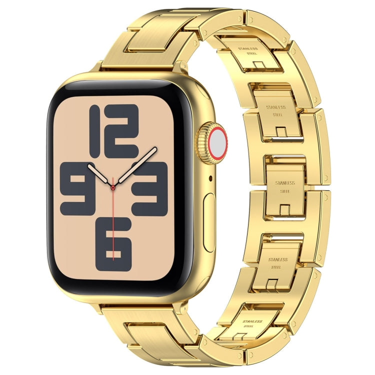 For Apple Watch SE 2023 40mm H Slim Stainless Steel Watch Band(Gold) by bashfashion