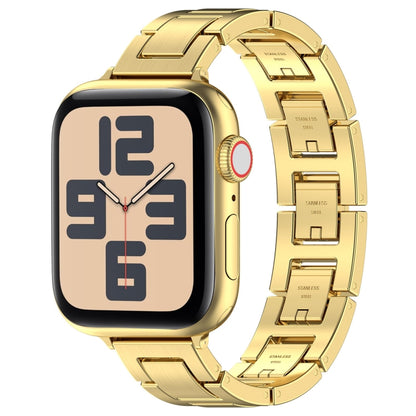 For Apple Watch SE 2023 40mm H Slim Stainless Steel Watch Band(Gold) by bashfashion