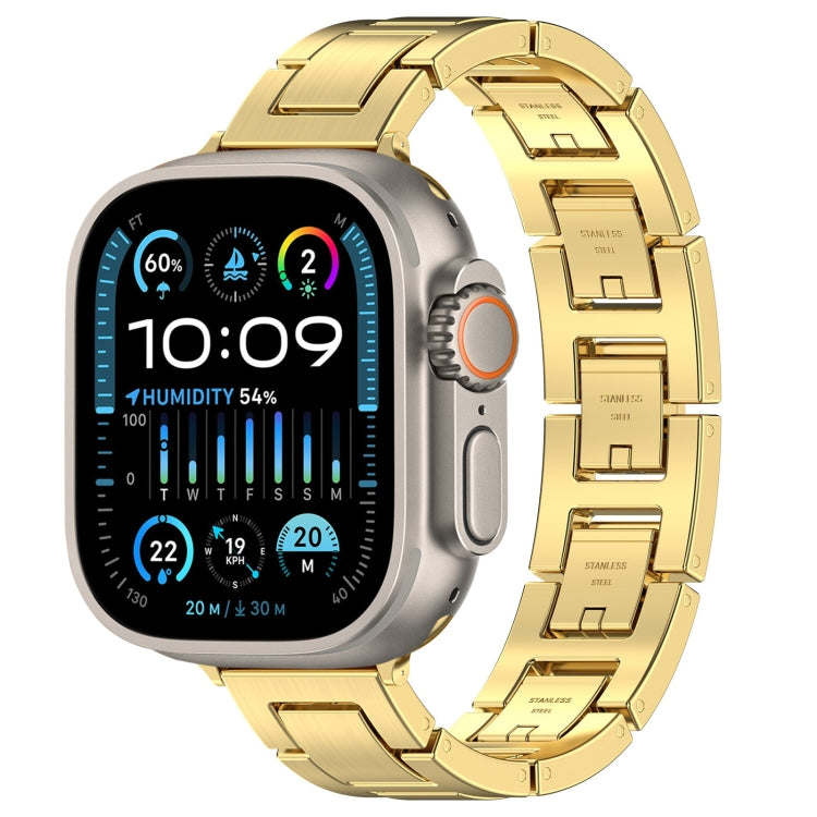 For Apple Watch Ultra 2 49mm H Slim Stainless Steel Watch Band(Gold) by bashfashion