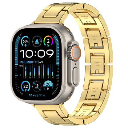 For Apple Watch Ultra 2 49mm H Slim Stainless Steel Watch Band(Gold) by bashfashion