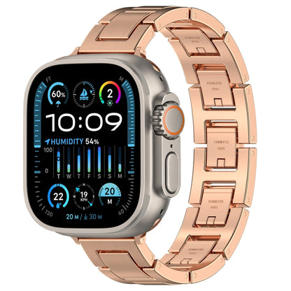 For Apple Watch Ultra 2 49mm H Slim Stainless Steel Watch Band(Rose Gold) by bashfashion