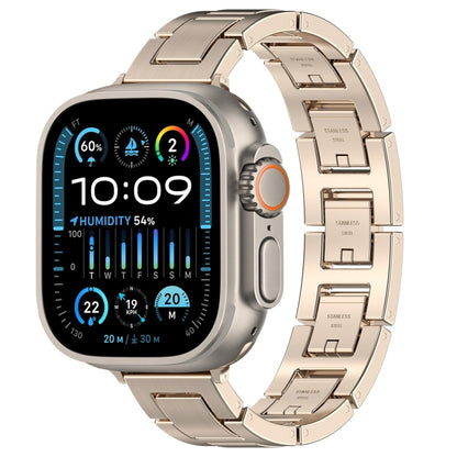 For Apple Watch Ultra 2 49mm H Slim Stainless Steel Watch Band(Starlight) by bashfashion