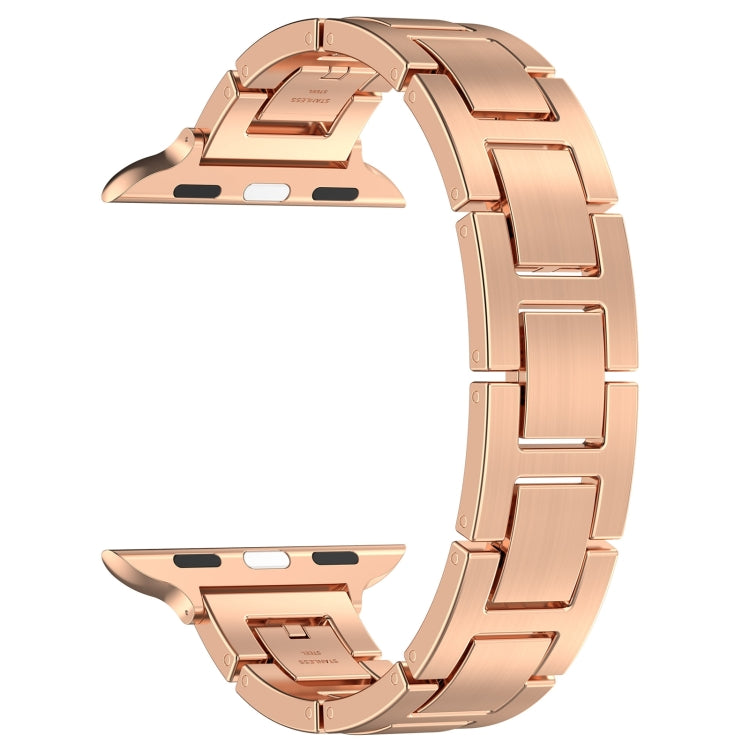 For Apple Watch Series 8 41mm H Slim Stainless Steel Watch Band(Rose Gold) by bashfashion