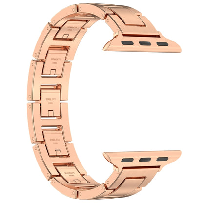 For Apple Watch Series 8 45mm H Slim Stainless Steel Watch Band(Rose Gold) by bashfashion