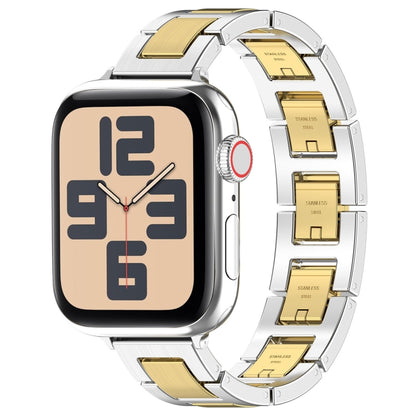 For Apple Watch SE 40mm H Slim Stainless Steel Watch Band(Silver Gold) by bashfashion