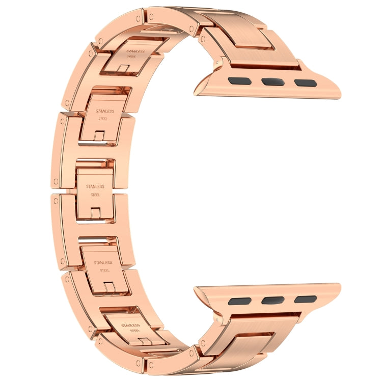 For Apple Watch Series 5 40mm H Slim Stainless Steel Watch Band(Rose Gold) by bashfashion