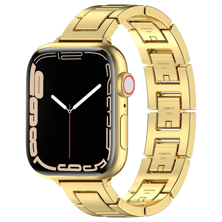 For Apple Watch Series 4 40mm H Slim Stainless Steel Watch Band(Gold) by bashfashion