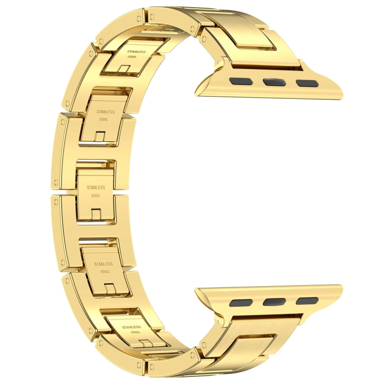 For Apple Watch Series 4 40mm H Slim Stainless Steel Watch Band(Gold) by bashfashion