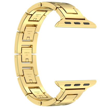 For Apple Watch Series 4 40mm H Slim Stainless Steel Watch Band(Gold) by bashfashion