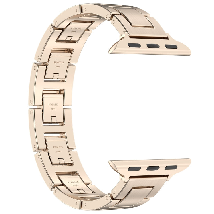 For Apple Watch Series 3 38mm H Slim Stainless Steel Watch Band(Starlight) by bashfashion