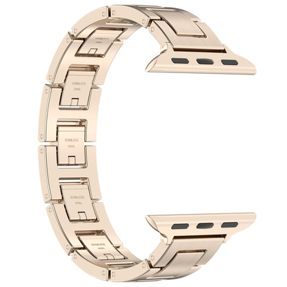 For Apple Watch Series 3 38mm H Slim Stainless Steel Watch Band(Starlight) by bashfashion