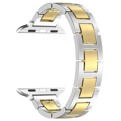 For Apple Watch Series 2 38mm H Slim Stainless Steel Watch Band(Silver Gold) by bashfashion