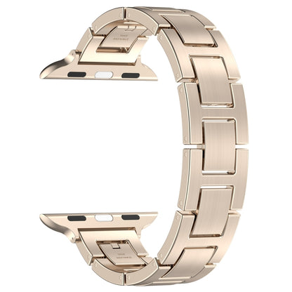 For Apple Watch 42mm H Slim Stainless Steel Watch Band(Starlight) by bashfashion