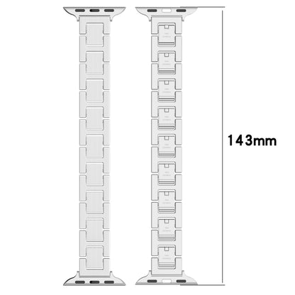 For Apple Watch Series 4 40mm H Slim Stainless Steel Watch Band(Silver Gold) by bashfashion