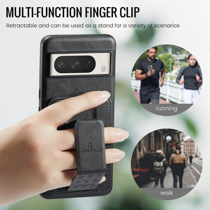 For Google Pixel 8a Fierre Shann Oil Wax Cow Leather Card Holder Back Phone Case(Black) by FIERRE SHANN