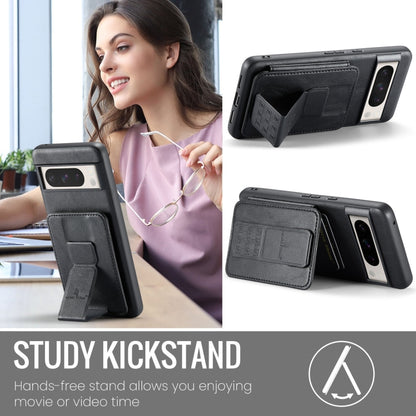 For Google Pixel 8a Fierre Shann Oil Wax Cow Leather Card Holder Back Phone Case(Black) by FIERRE SHANN