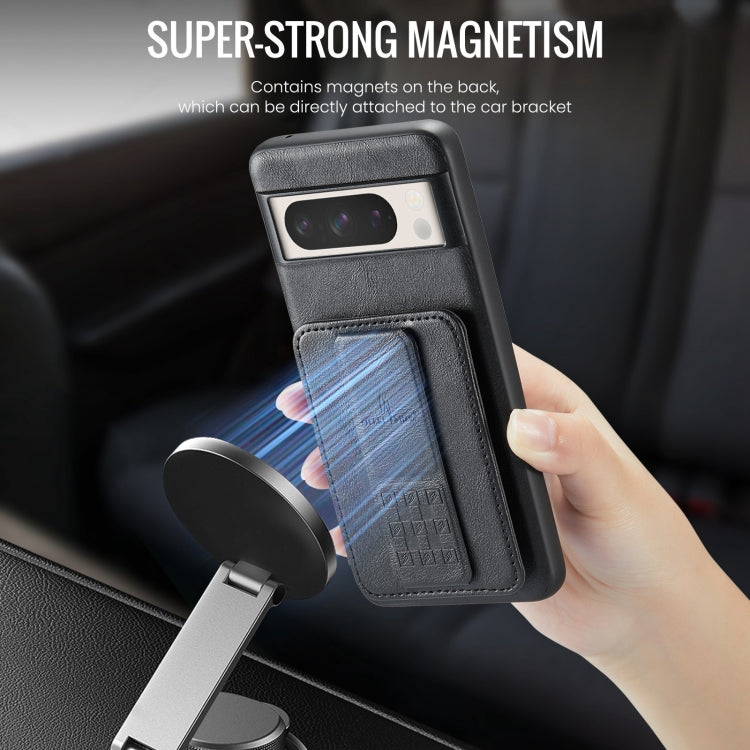 For Google Pixel 7 Pro Fierre Shann Oil Wax Cow Leather Card Holder Back Phone Case(Black) by FIERRE SHANN