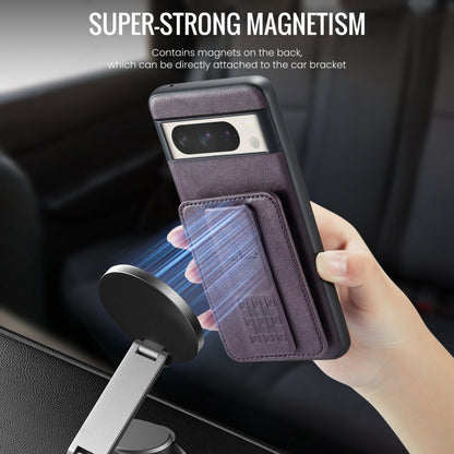 For Google Pixel 7 Fierre Shann Oil Wax Cow Leather Card Holder Back Phone Case(Purple) by FIERRE SHANN