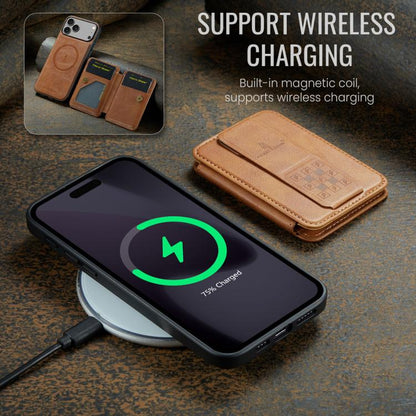 For iPhone 17 Pro Max Fierre Shann Oil Wax Cow Leather Card Holder Back Phone Case(Brown) by FIERRE SHANN