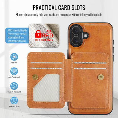 For iPhone 17 Fierre Shann Oil Wax Cow Leather Card Holder Back Phone Case(Brown) by FIERRE SHANN