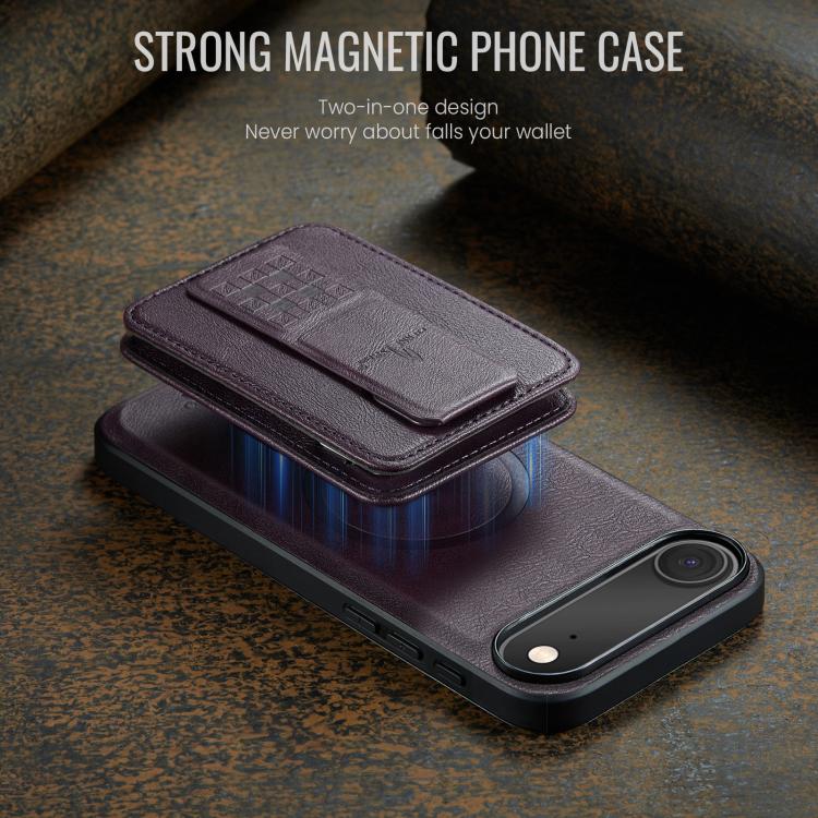 For iPhone Air Fierre Shann Oil Wax Cow Leather Card Holder Back Phone Case(Purple) by FIERRE SHANN