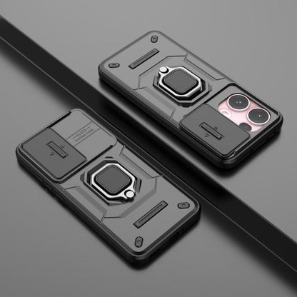 For OPPO Reno13 Pro 5G Global Sliding Camshield TPU + PC Shockproof Phone Case with Holder(Black) by bashfashion