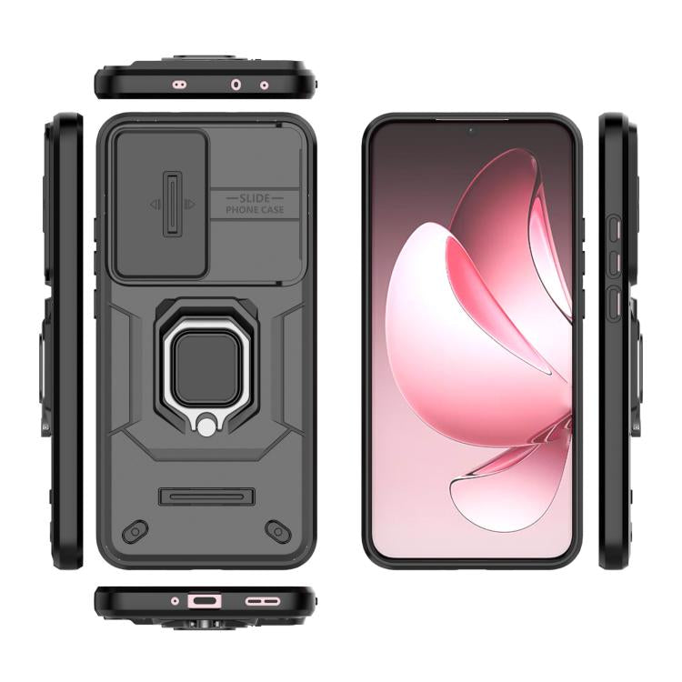 For OPPO Reno13 Pro 5G Global Sliding Camshield TPU + PC Shockproof Phone Case with Holder(Black) by bashfashion