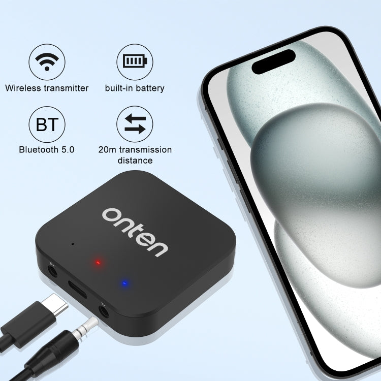 ONTEN OTN-BT102 2 in 1 Wireless Bluetooth Audio Receiving / Transmit Adapter by Onten