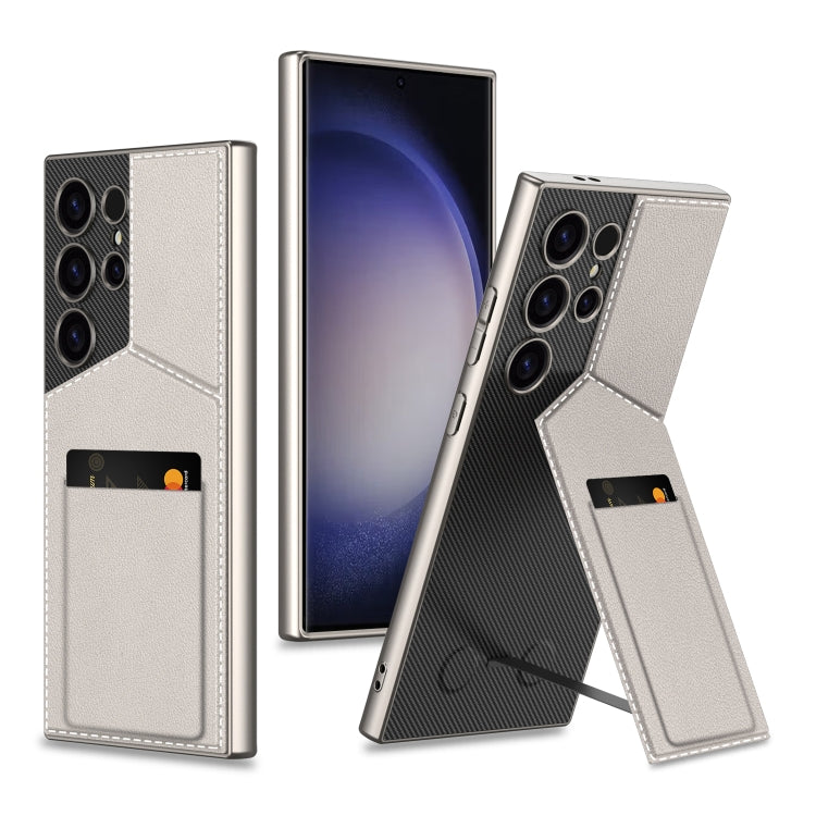 For Samsung Galaxy S24 Ultra 5G GKK Rotor Bracket Recessed Card Bag Full Coverage Phone Case(Grey) by GKK