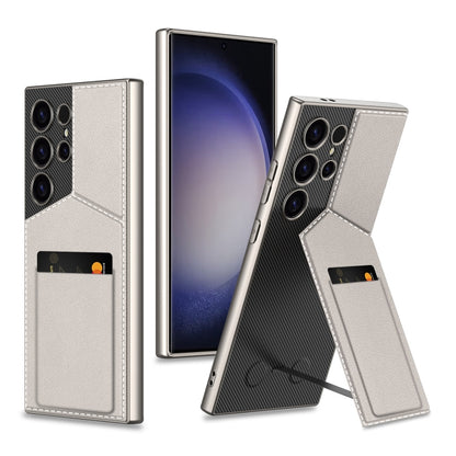 For Samsung Galaxy S24 Ultra 5G GKK Rotor Bracket Recessed Card Bag Full Coverage Phone Case(Grey) by GKK