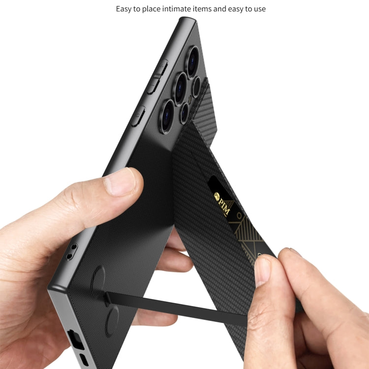 For Samsung Galaxy S23 Ultra 5G GKK Rotor Bracket Recessed Card Bag Full Coverage Phone Case(Black) by GKK