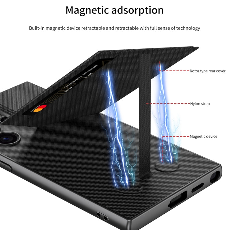 For Samsung Galaxy S23 Ultra 5G GKK Rotor Bracket Recessed Card Bag Full Coverage Phone Case(Black) by GKK