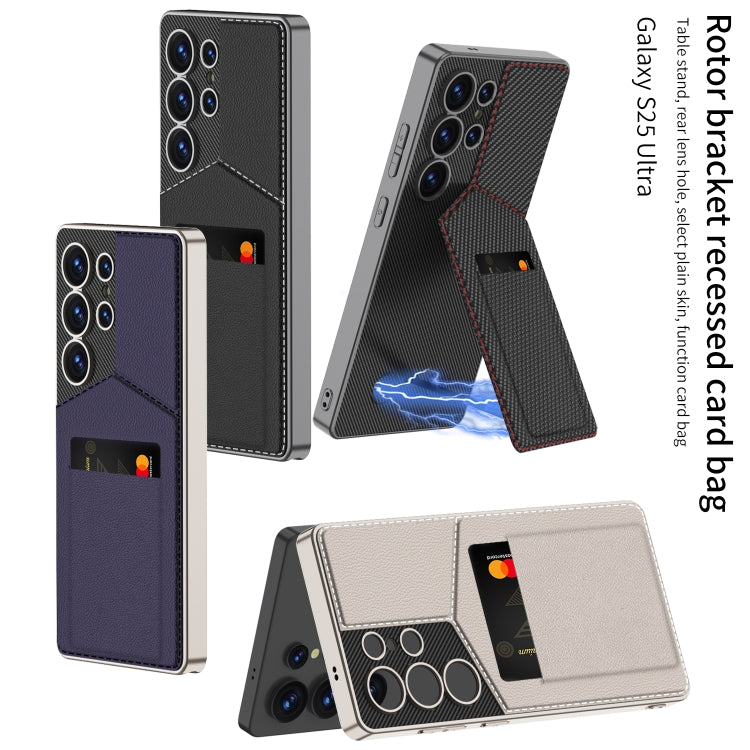 For Samsung Galaxy S25 Ultra 5G GKK Rotor Bracket Recessed Card Bag Full Coverage Phone Case(Grey) by GKK