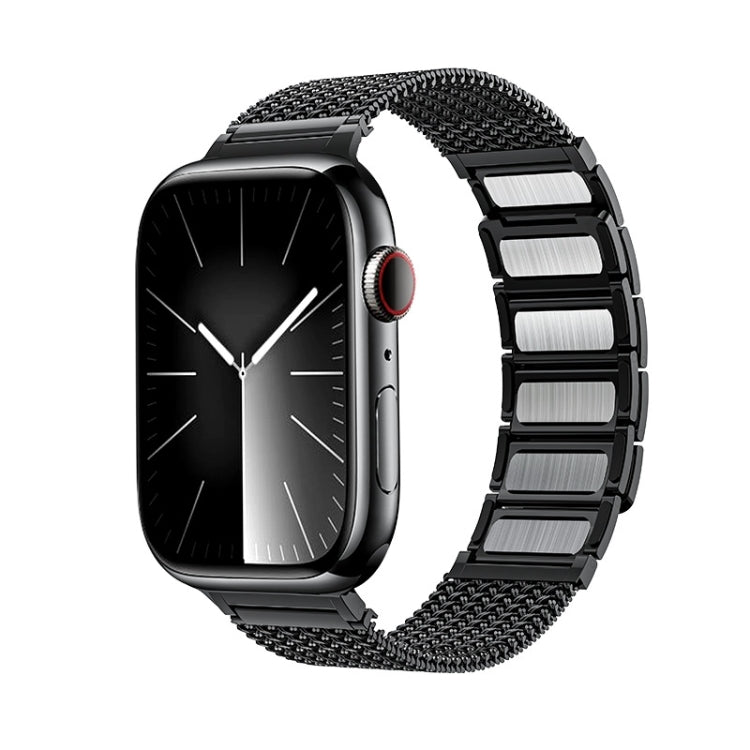 For Apple Watch Ultra 2 49mm Magnetic Clasp Braided Chain Stainless Steel Watch Band(Black) by bashfashion