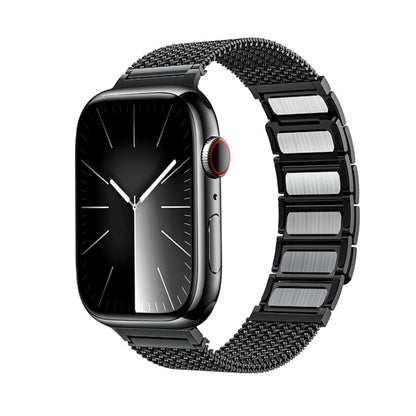 For Apple Watch Ultra 2 49mm Magnetic Clasp Braided Chain Stainless Steel Watch Band(Black) by bashfashion