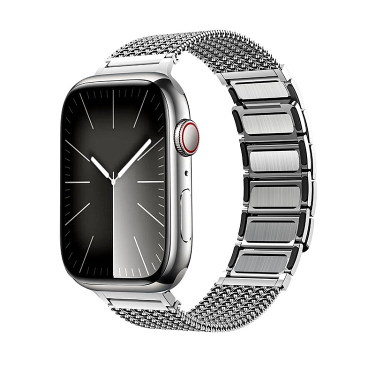 For Apple Watch Series 8 41mm Magnetic Clasp Braided Chain Stainless Steel Watch Band(Silver) by bashfashion