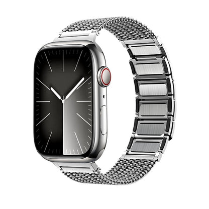 For Apple Watch Series 8 41mm Magnetic Clasp Braided Chain Stainless Steel Watch Band(Silver) by bashfashion