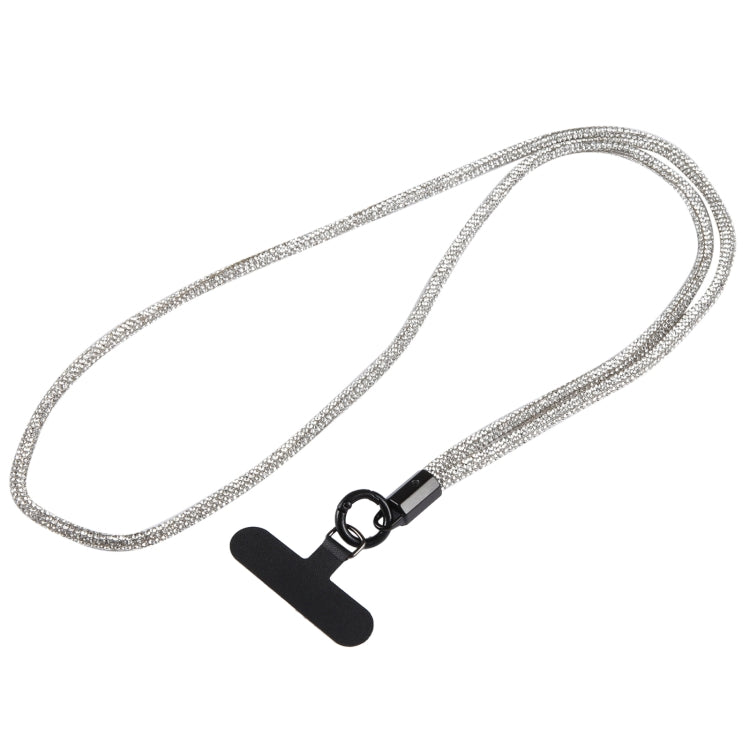 Sparkling Diamond Round Anti-lost Rope Long Lanyard(Silver) by bashfashion