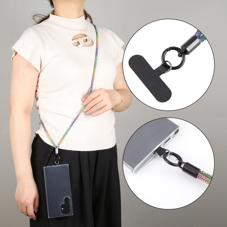 Sparkling Diamond Round Anti-lost Rope Long Lanyard(Black) by bashfashion
