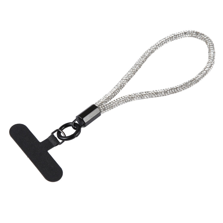 Sparkling Diamond Round Anti-lost Rope Short Lanyard(Silver) by bashfashion