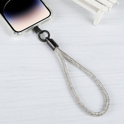 Sparkling Diamond Round Anti-lost Rope Short Lanyard(Silver) by bashfashion