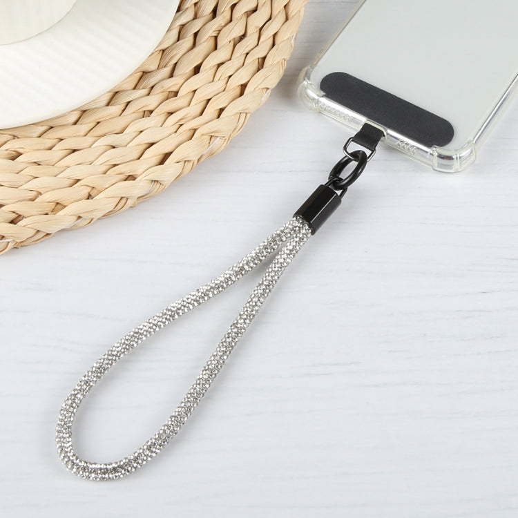 Sparkling Diamond Round Anti-lost Rope Short Lanyard(Silver) by bashfashion